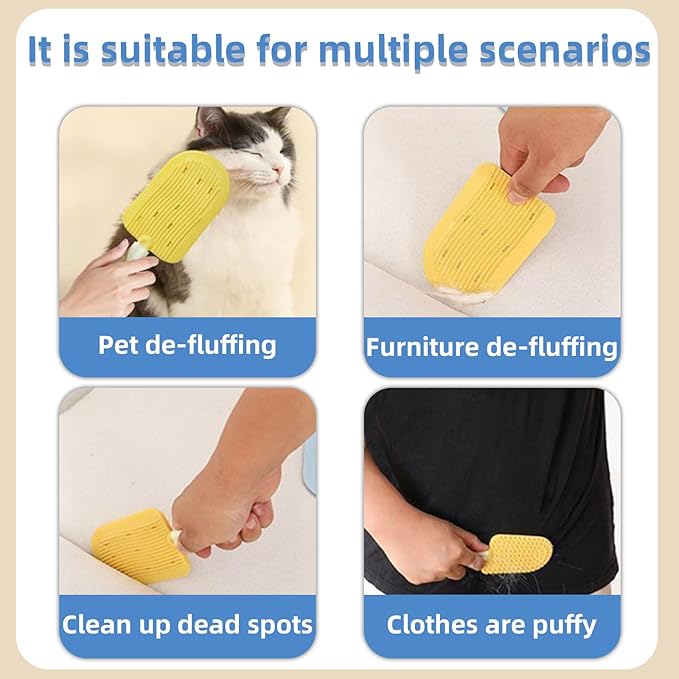 Pet Ice Cream Massage Comb, Cat Double-Sided Grooming Brush, Cat Tongue Brush for Cats Grooming Easily Removes Fur Reducing Hairballs (Yellow)