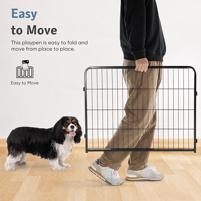DUMOS Dog Playpen Indoor, Metal 24 Inch 40 Panels Foldable Pet Fence with Door, Outdoor Small Medium Large Dog Puppy Portable Exercise Play Pen for RV Camping, Trips, Play Yard