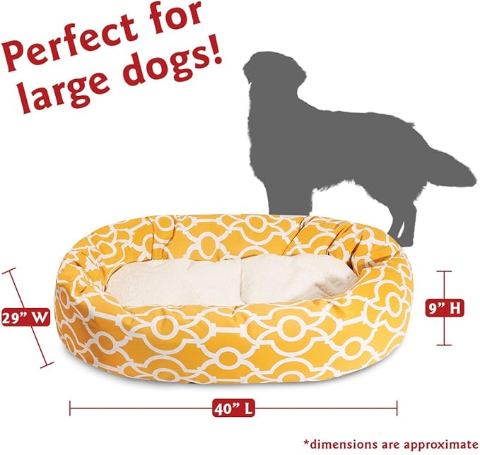 Majestic Pet Athens Sherpa Bagel Bed, 40-Inch, Citrus Yellow