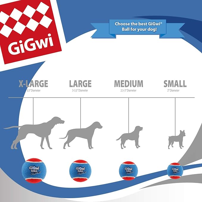 Gigwi Tennis Balls for Dogs, Squeaky Dog Tennis Balls for Exercise, High Bouncy Pet Ball Bright Colors 2.5 Inches, Interactive Funny Dog Toys for All Breeds of Dogs Indoor & Outdoor Dog Games, 3 Pack