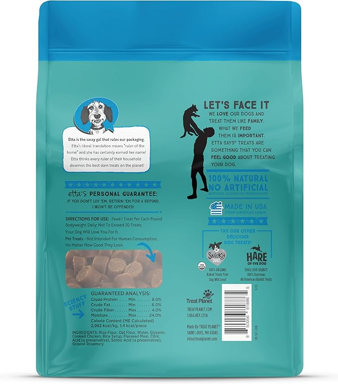 etta says! Sit Training Treats - All Natural Chicken Soft Treats for Dogs - Made in The USA - Soft & Chewy for Small, Medium & Large Dogs or Puppies - 2 Pack