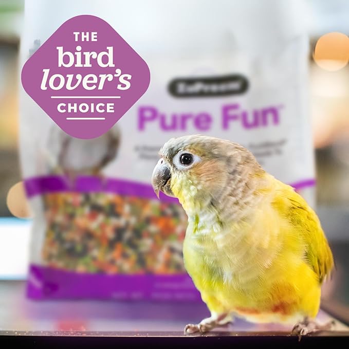 ZuPreem Pure Fun Bird Food, Parrot, Conure, Caique, African Grey, Eclectus,Small Cockatoo,Seed and Pellet Blend for Medium Large Birds,Bird Food Mixer Topper, Enriching Variety (ML, 2 lbs)(Pack of 2)