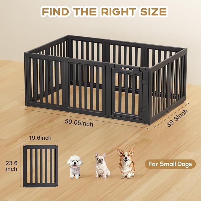 Dog Playpen, Clear Dog Pen, Dog Pen Indoor, Easy to Install and Remove Dog Play Pen, Puppy Playpen Suitable for Dogs, Cats,Dog Playpen Indoor(Black, 23.6 inch Height, 10 Panels)