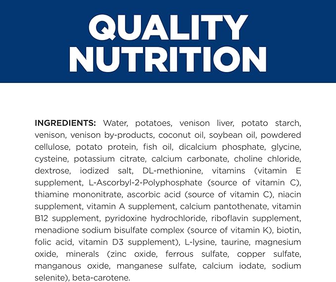 Hill's Prescription Diet d/d Food Sensitivities Wet Dog Food, Potato & Venison, 13 oz. Cans, 12-Pack