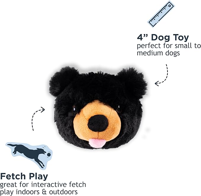 Tall Tails 2-in-1 Fetch Ball Dog Toy, Black Bear