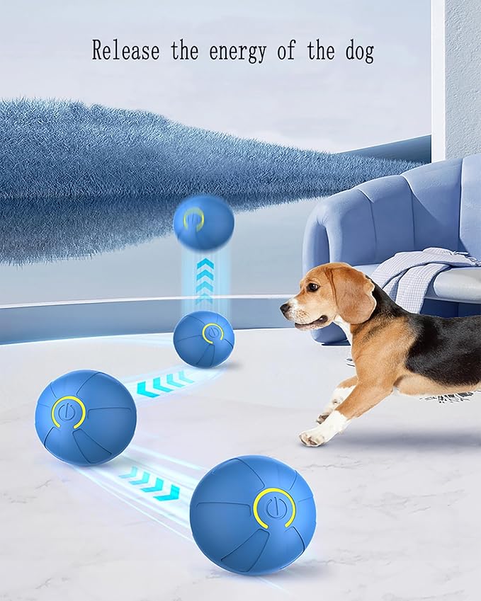 Dog Toy Automatic Rolling Ball, a Toy that Both Dogs and Cats can Play with, Rechargeable Dog Toy, Dog Toy, Dog Rolling Ball，Pet Ball（Blue）