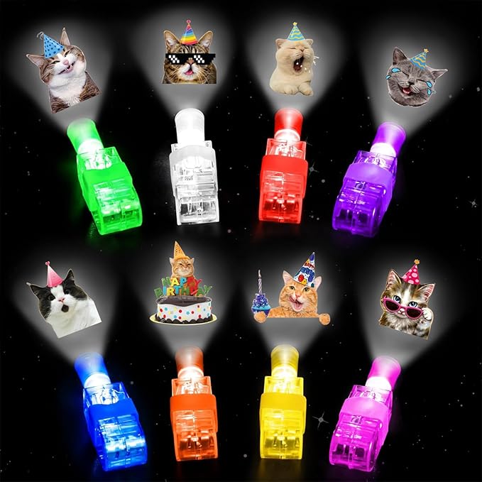 32Pcs Finger Lights Cat Party Favors Cat Decorations Goodie Bags Stuffers Bulk Toys for Kids Prizes Glow in The Dark Cat Animal Party Supplies PET Birthday Favors Gifts