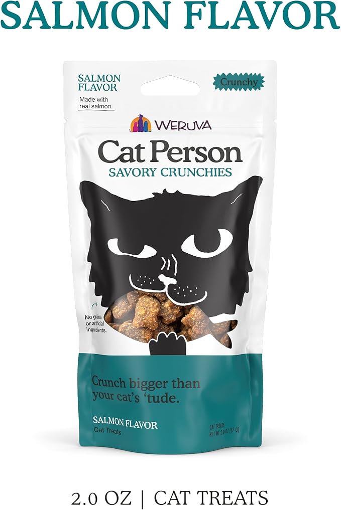 Cat Person, Salmon Savory Crunchies Cat Treats, 2oz Bag (Pack of 4)