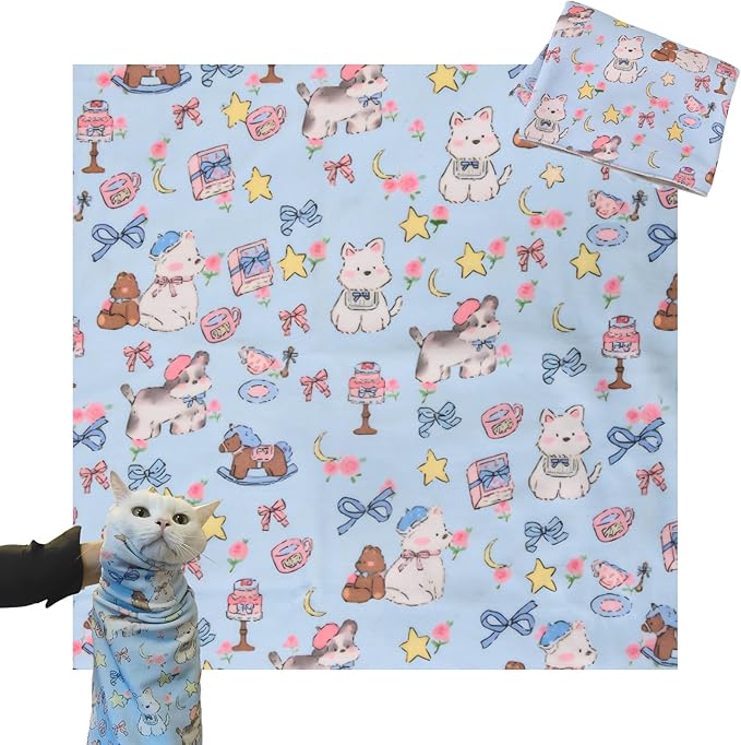 Cat Wrap for Cutting Nails Gentle Wrapped Cat Swaddle Cat Grooming Wrap Comfortable Wrap Prevents Cat Resistance Cat Burrito Wrap Cat Grooming Supplies for Nail Trimming(22x22in)
