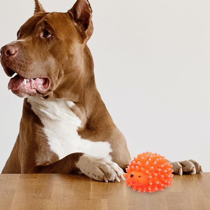 POPETPOP 2 Pcs Hedgehog Dog Squeaky Molar Toys Latex Chew Toys for Pet Teeth Cleaning and Play Durable Cartoon Pet Teething Toys 3.54X2.75X2.36In