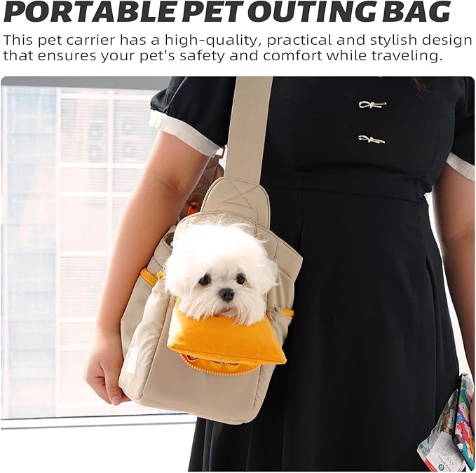 ONECUTE Soft and Comfortable Pet Carrier and Business Backpack with Strong Support - Ideal for Business, Travel, and Outings with Small Dogs and Cats (Kahki,15.7" L x 5.5" W x 9.8" H，up to 16lbs