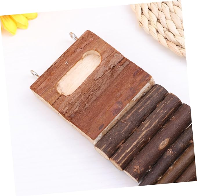 Hemoton Wooden Hamster Ladder Bridge Toy 7cm x 27cm Small PET Climbing Chew Toy for Hamsters Parrots and Birds for Cage Accessories and Interactive Play