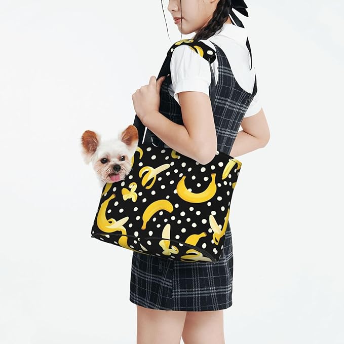 Banana Print Foldable Pet Tote Bag, Shoulder Carrier for Small Dogs and Cats