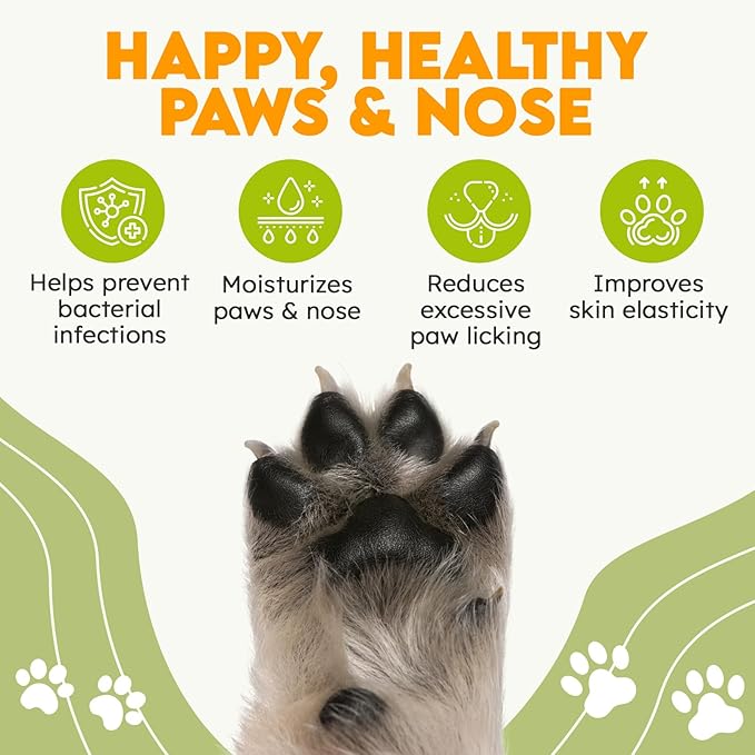 Dog Paw Balm - Coconut, Shea Butter, Jojoba Oil and Beeswax Formula - All-Natural Lick-Safe Pet Paw & Nose Balm for Cracked, Dry Foot & Noses - Soothing & Protective Salve - 60g - 2.1 oz