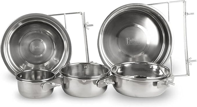 Jeffers Pet Stainless Steel Coop Kennel Cup with Screw On Clamp, 20 Oz – Durable, Rust Resistant Hangable Water & Food Feeder for Kennels, Coops & Cages - Chickens, Duck, Rabbits, Small Animals
