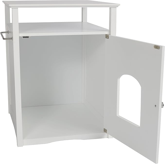 Merry Pet Cat Washroom Litter Box Cover/Night Stand Pet House, Glossy White