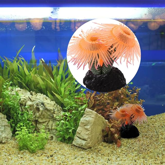POPETPOP Simulated Coral Aquarium Decor Fish Tank Ornament Artificial Coral for Aquatic Pets Durable Resin 3.15 Inch