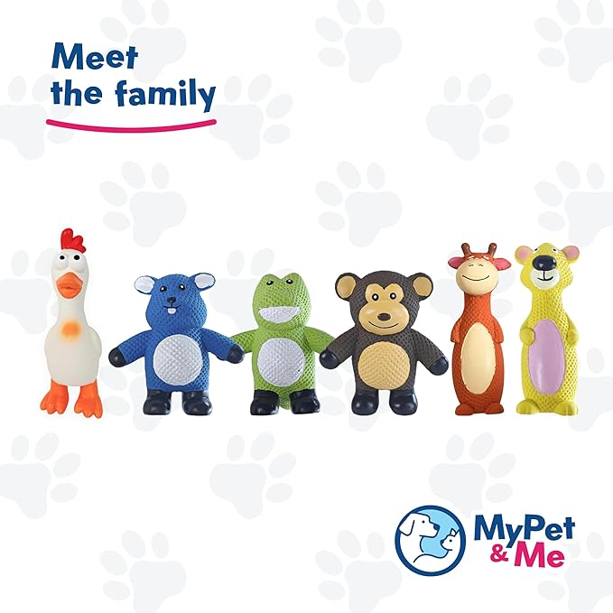 My Pet & Me - Squeaky Dog Toys for Light to Moderate Chewers - Fun Latex Toys for Puppies, Teething, and Gentle Play - Interactive Fetch and Chew Toy with Squeaker (Blue Mouse, 4.3 Inch)