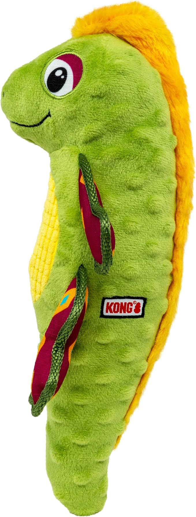 KONG Tropics Rattlez Dog Toy – Durable Plush with Rattle & Crinkle Sounds, Multi-Texture Interactive Enrichment Toy for Dogs (Iguana, Medium/Large)