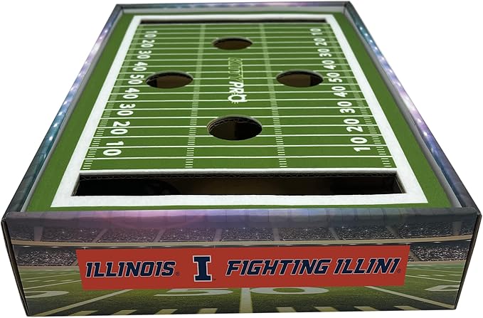 Pets First NCAA Illinois Fighting Illini Cat Scratcher Box, Game Day Cat Toy, NCAA Football Field Designed Cat Scratcher and Lounge, Stimulating Cat Game
