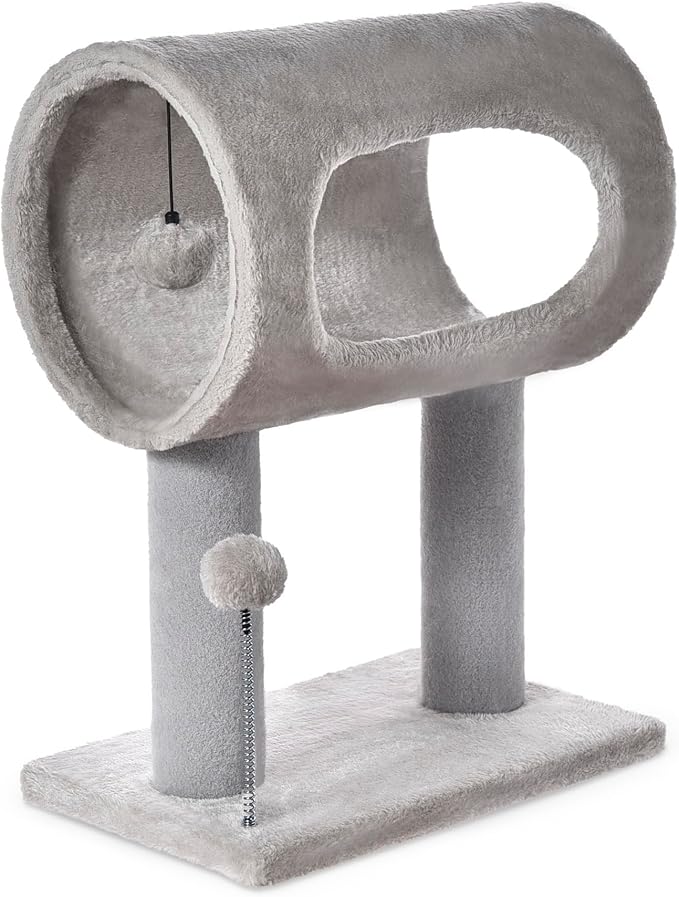 Cat Craft Scratching Post 20.5" Cat Tree with Tunnel Carpet Cat Tower Kitten Tree Cat Tree with Hanging Ball for Indoor Cat, Grey