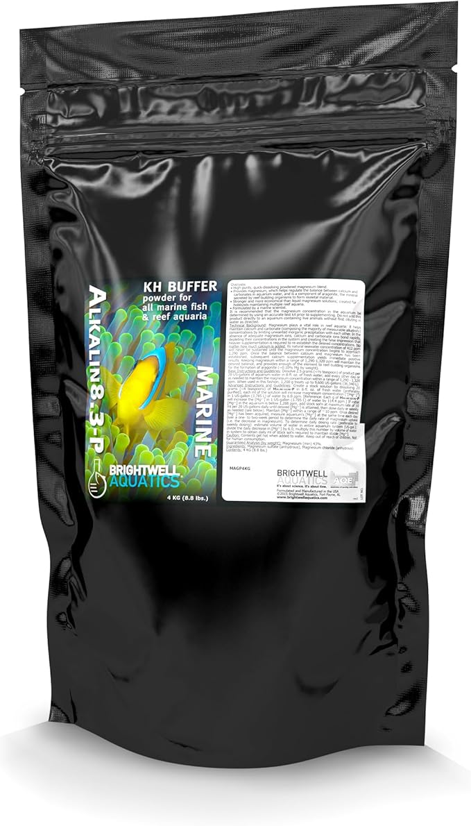 Brightwell Aquatics Alkalin8.3-P Powdered Alkalinity Buffer for Reef Aquariums – Regulates pH to 8.3, Promotes Aragonite Growth, Free of Phosphate & Additives, 4kg