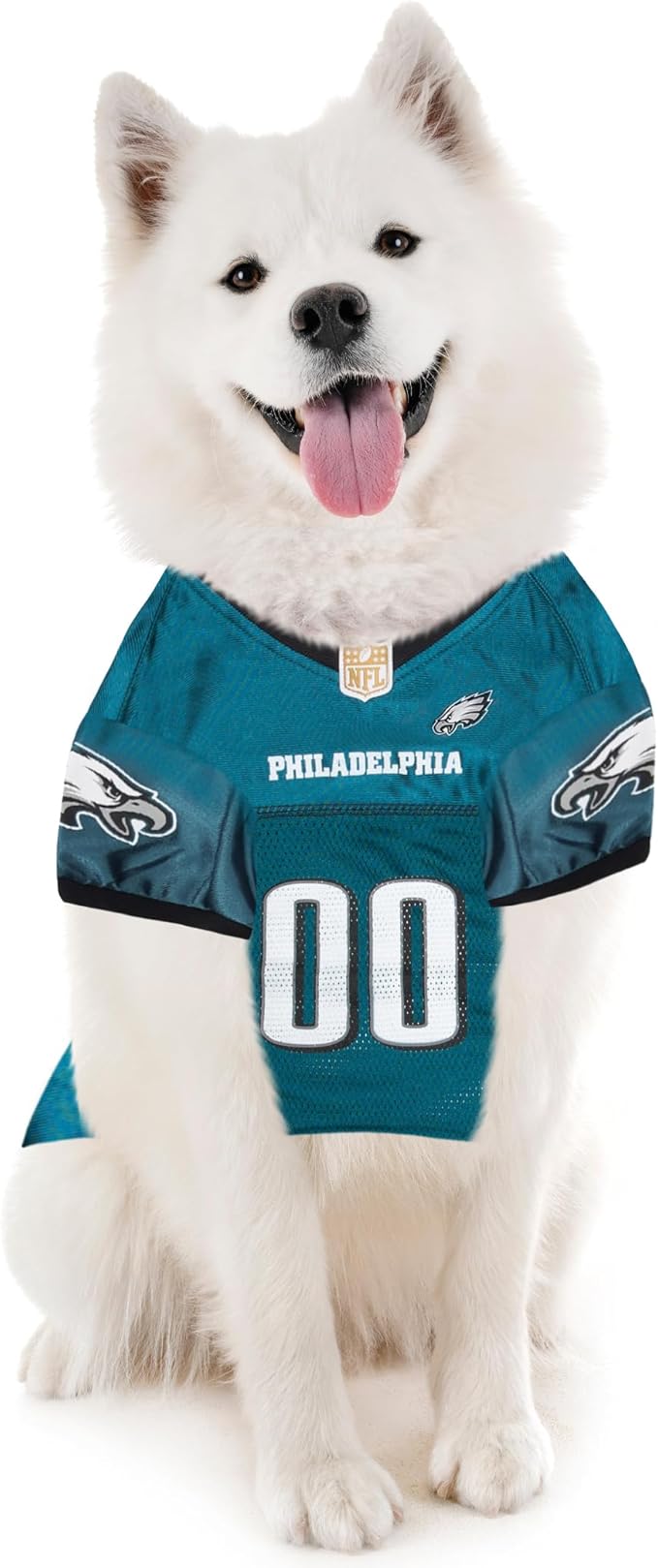 Pets First NFL Philadelphia Eagles Dog Jersey, Size Large, Football Shirt Costume for Pet, Dog Sports T-Shirt, NFL Team Clothing for Cats, Licensed Pet Apparel Available in 7 Sizes and 32 Teams