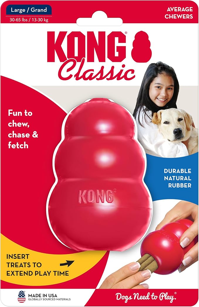 KONG Classic Stuffable Dog Toy Easy Treat Peanut Butter Spray - Fetch & Chew Toy for Dogs - with Dog Toy Filler Treat - for Hours of Fun & Enrichment - 14 oz - Large Dogs
