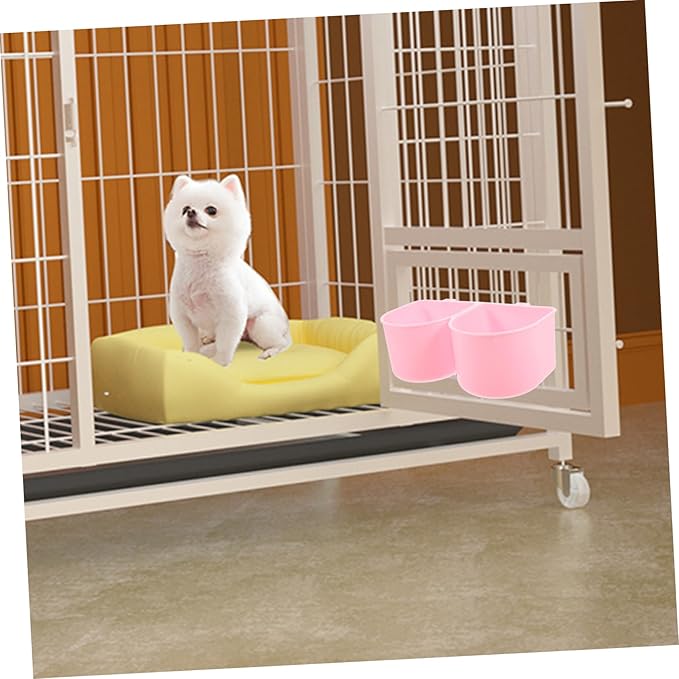 Double Dog Cat Bowl Pet Hanging Feeder Crate Bowl Holder Parrot Pigeon Bird Cage Portable Dog Water Feeder