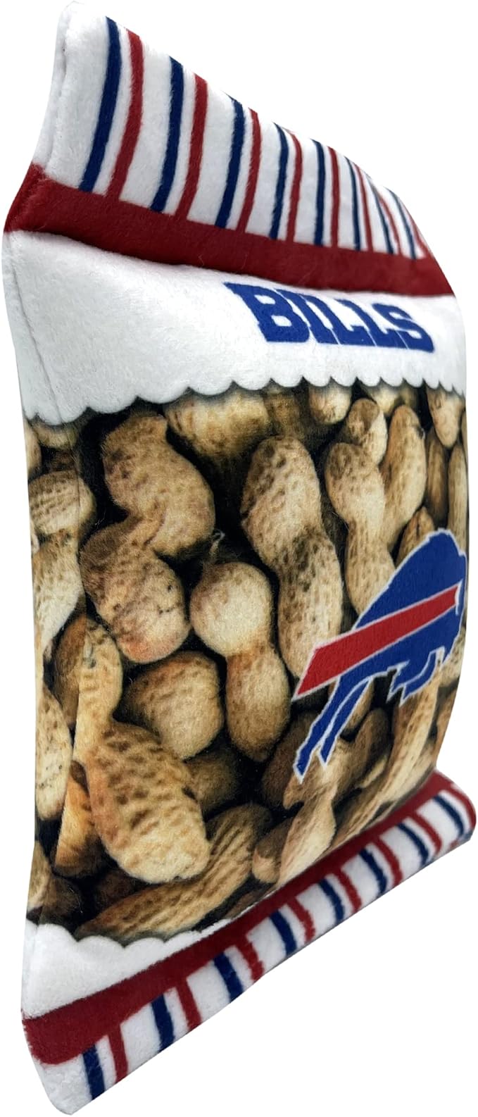 NFL Buffalo Bills Crinkle FINE Plush Dog & CAT Squeak Toy - Cutest Stadium Peanuts Snack Plush Toy for Dogs & Cats with Inner Squeaker & Beautiful Baseball Team Name/Logo