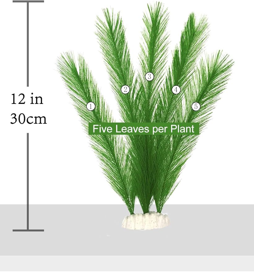 Aquarium Decorations 5Pcs Fish Tank Artificial Green Water Plants Made of Silk Fabrics Plastic