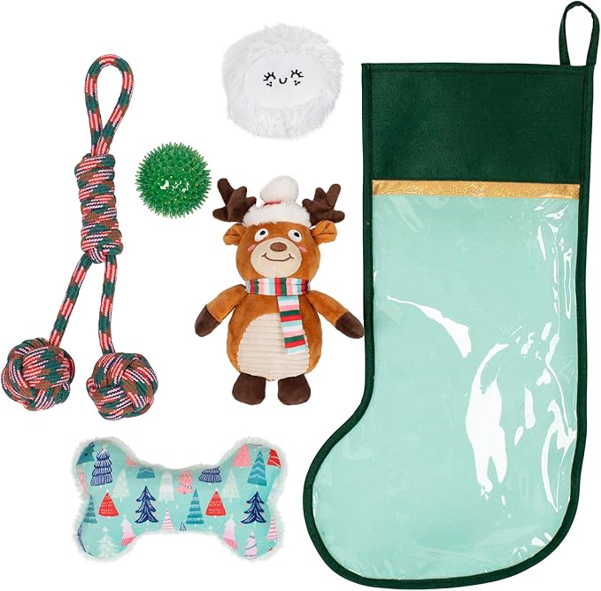 Fringe Studio Pet Toy, Happy Pawlidays Dog Toy Stocking 6 Piece Set, PetShop Collection (630020)