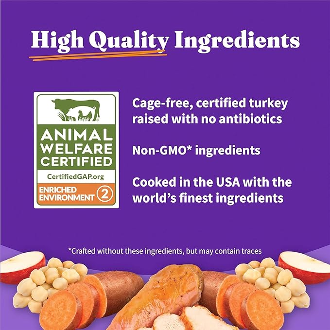 Halo Holistic Dog Food Cage Free Turkey & Sweet Potato Formula, Grain Free Dry Dog Food, for Healthy Weight Support, Kibble for Adult Dogs, 10 lb Bag