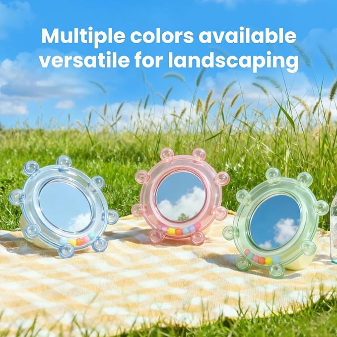 Bird Mirror Toys for Cage,Parakeet Rotating Sound Wheel Toy,Budgie Training Colorful Interactive Chew Toys for Canaries Lovebirds Conures Cockatiels cage Accessories (2, Blue)