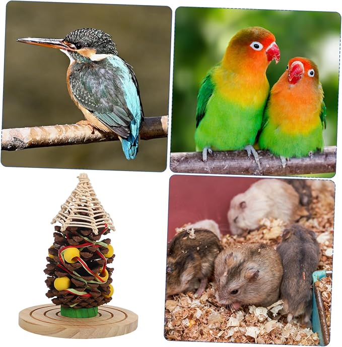 HANABASS Natural Pinecone Chewing for Parrots and Hamsters Durable Bird Cage for Teeth Grinding Engaging Design for Conures Parakeets and Cockatoos