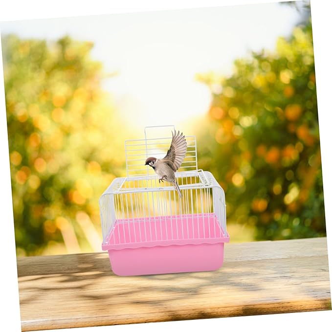LIOOBO Portable Bird Travel Cage for Parakeets and Lovebirds Small Easy to Clean Material Transparent Window for Easy Observation for Travel and Home Use