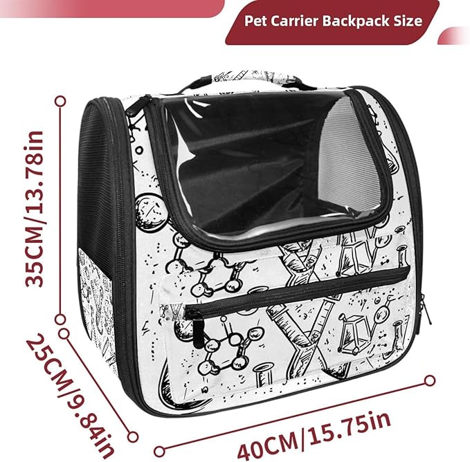 Chemistry Science Doodle (3) Pet Travel Carrier Soft Sided Portable Bag for Cats, Small Dogs, Kittens or Puppies