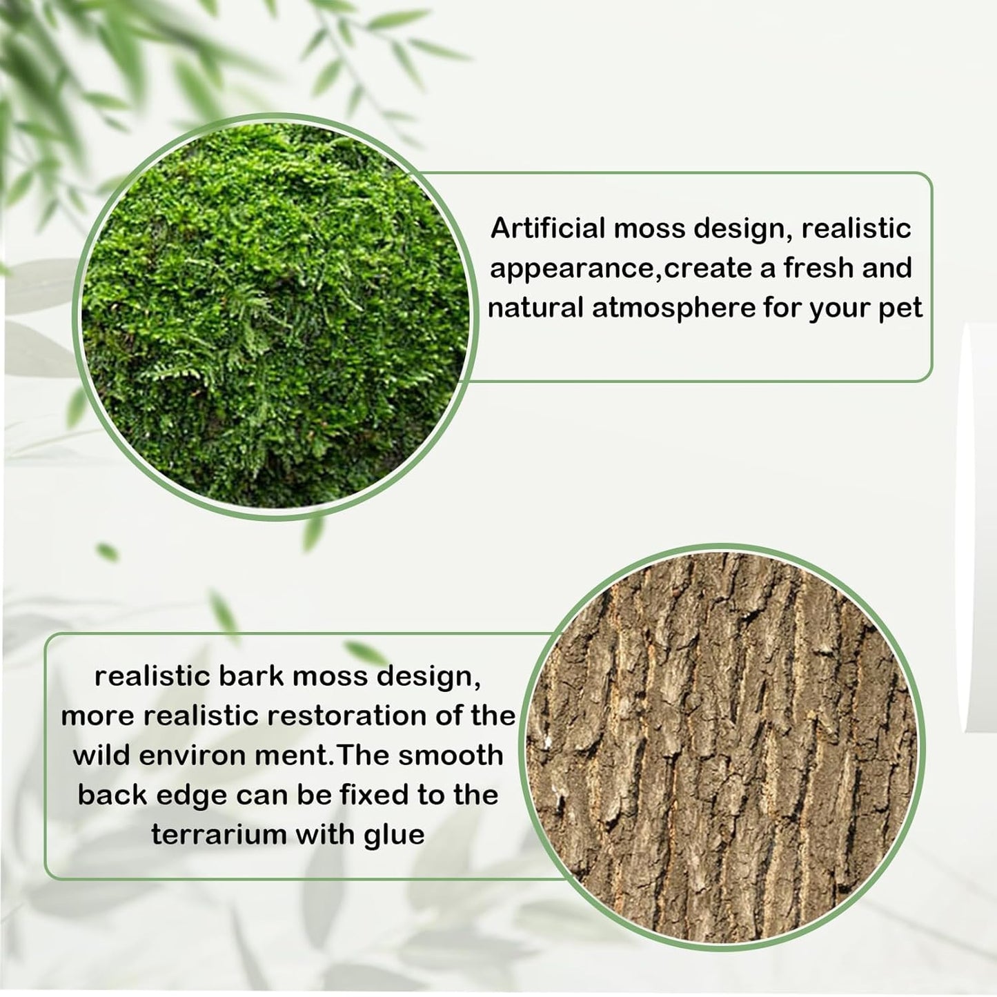 kathson Reptile Cork Terrarium Background Decor Climbing Mat Habitat Fitting Bark Backdrop Wall Artificial Moss for Lizard Gecko Bearded Dragon Chameleon(3 Pcs)