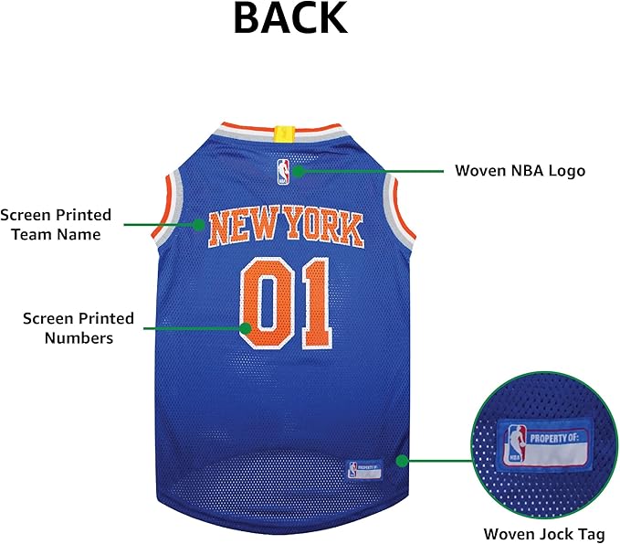 Pets First NBA NEW YORK KNICKS DOG Jersey, X-Large - Tank Top Basketball Pet Jersey