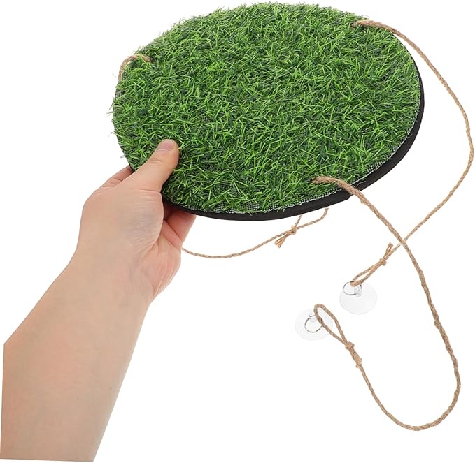 LIOOBO Artificial Grass Bird Hammock Indoor Outdoor Swing Platform for Parrots Reptiles and Lizards Climbing Net Accessory Suitable for Bird Cages and Gecko Habitats