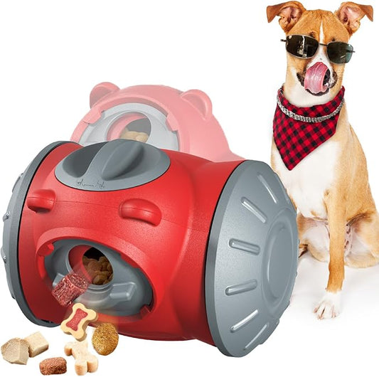 2026 Interactive Dog Dispenser Toy - Premium Food for Smart Dogs - Adjustable Food Puzzle for Small Medium and Large Dogs for Large/Medium/Small Aggressive Chewers Breed Pet Cat Color Red