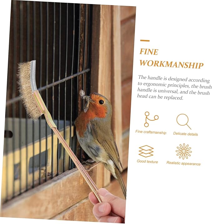 Balacoo 1Set Long Handle Bird Cage Cleaning Brush Practical Parrot Brush for Easy Cleaning of Animal Cages for and Fecal