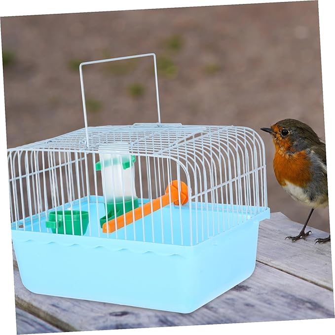 Portable Multi-Functional Bird Carrier Cage for Parrots and Small Animals Spacious Abs and Iron Travel Cage with Comfortable Interior Sturdy Design for Easy Transport Random Color