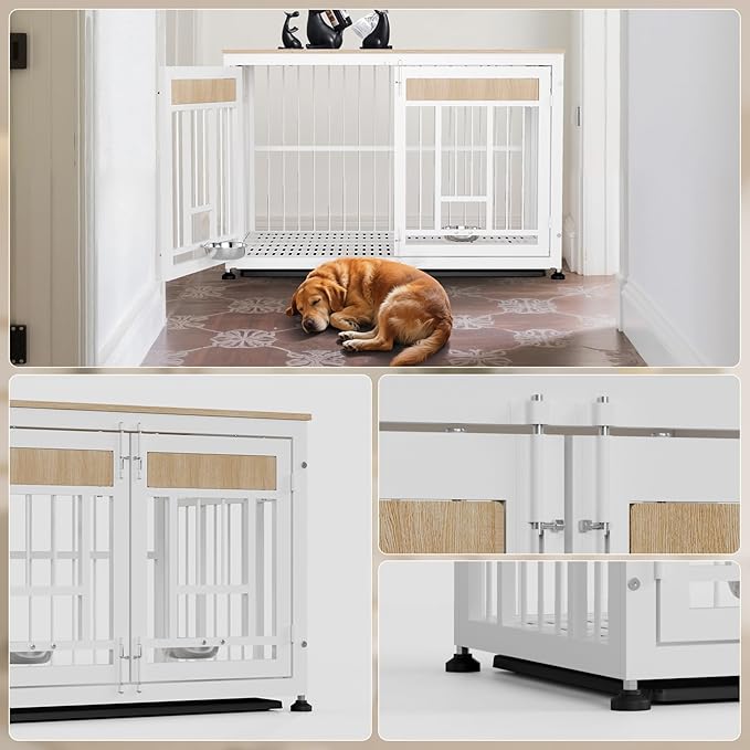 Heavy Duty Dog Crate Furniture for Large Dog, 48 Inch Decorative Pet House End Table, Large Wooden Cage Kennel for Dogs Furniture Indoor