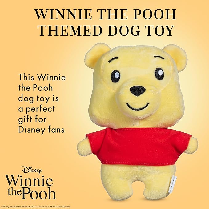Disney for Pets Winnie the Pooh: Beary Fun Plush Buddy for Dogs, 9in Dog Toys | Plush Toy for Dogs Inspired by Winnie the Pooh with Crinkle and Squeaker