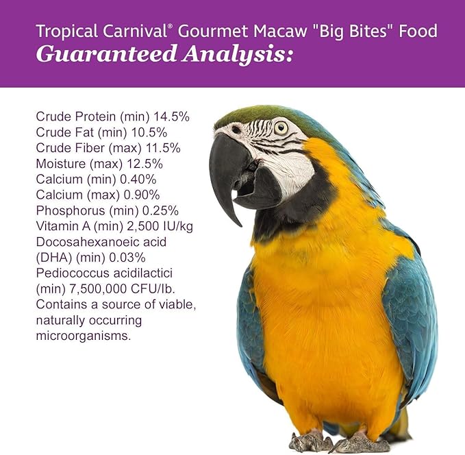 Tropical Carnival Brown’s Gourmet Macaw Bundle (2) Gourmet Macaw Big Bites Food for Big Beaks 5lb and Fruit & Nut Big Bites Treats. 10oz