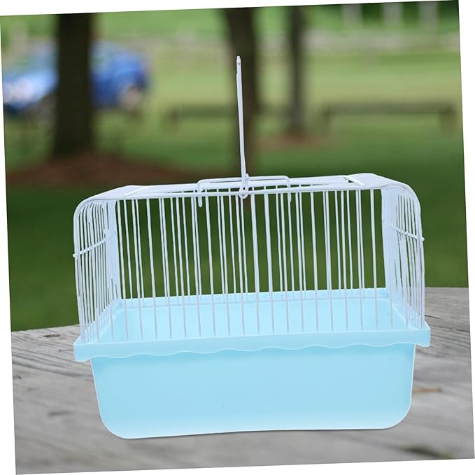 Happyyami Portable Bird Travel Cage for Small Animals Compact Carrier for Parakeets Lovebirds and Cockatiels Transparent Observation Window for Travel and Home Use