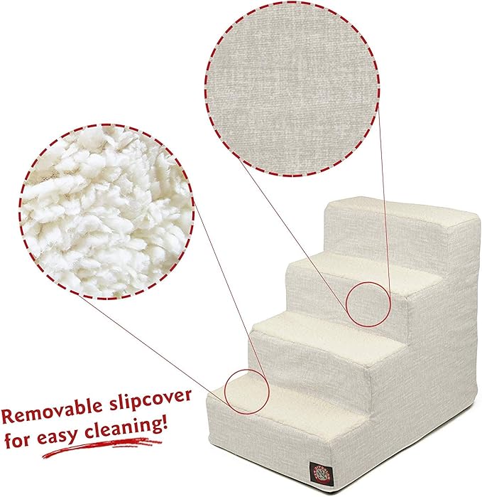 Majestic Pet Portable Pet Stairs | Soft Sherpa Steps Foam Feeling | Steps for Dogs & Cats | Dog & Cat Ramp | Indoor Only | Max Weight: up to 250 Lbs, 4 Step, Palette Heathered Gray