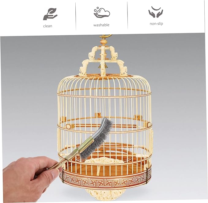 2pcs Wire Brush Cleaner for Bird Cages Copper Cleaning Brushes Handles Essential Pet Supplies for Maintenance