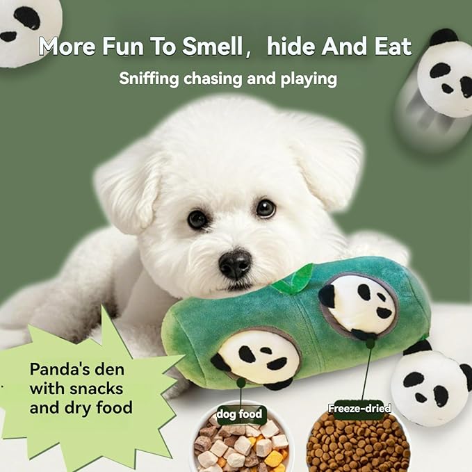 Dog Puppy Snuffle Hide-and-Seek Toy Set Cute Panda Bamboo Shapes Crinkle Paper BB Sound Slow Feeding Pet Toy Dog Accessories Gift for Christmas (Panda Bamboo 2pcs)